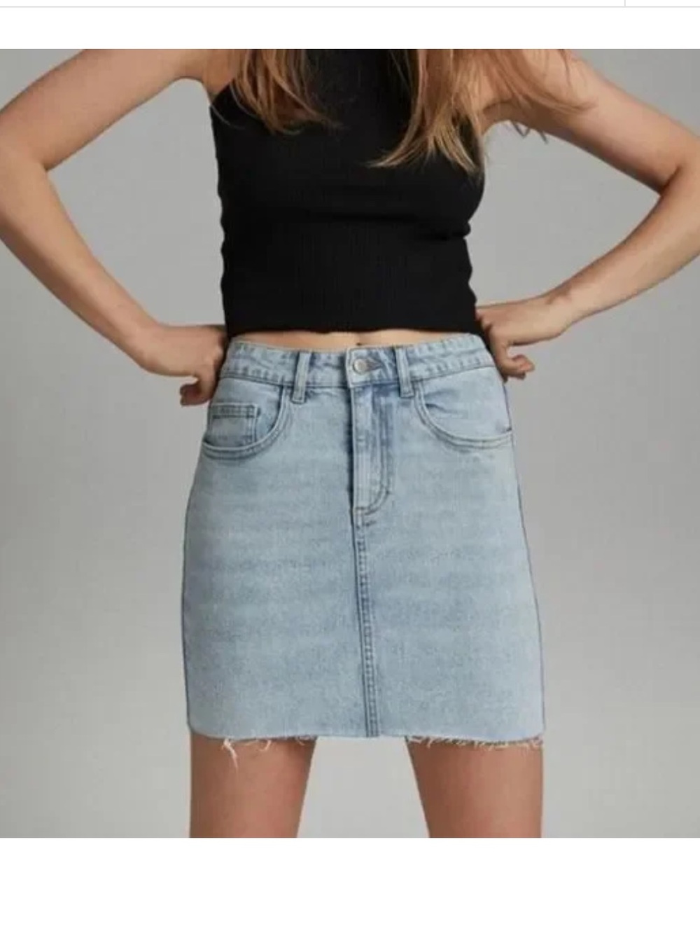 Cotton On Classic Denim Mini Skirt in Brooklyn Blue / Raw Hem